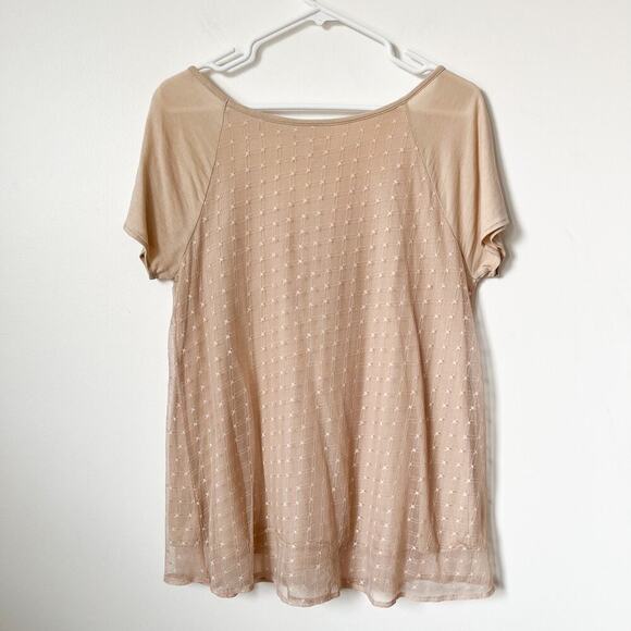 Anthropologie Lilka Embroidered Tulle Sequin Beaded Tee Top Womens Medium Boho - Picture 8 of 16